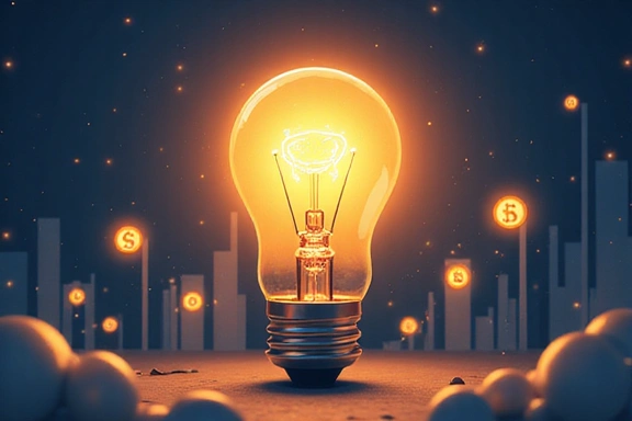 Illustration of a lightbulb symbolizing innovation with financial graphs in the background.