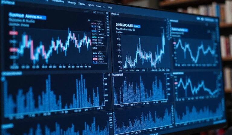 Digital library with financial data and machine learning symbols
